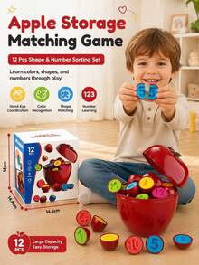Large Montessori Apple Shaped Number Matching Toy, Interactive Educational Toy Suitable For 10 Months To 12 Years Old Boys And Girls, Birthday Gift - Multicolor - View 4