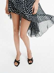 2026 Spring/Summer New Women's Mesh Material Open Back Round Toe Stiletto High Heel Sandals - Black - View 2