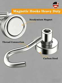 Strong Magnetic Hooks, High Load Capacity, No Drilling Required, Can Be Hung With Magnets And Adhesives, No Nails Needed, Suitable For Refrigerator, Kitchen, Grill, Garage And Storage Space. Damage Free Wall Magnetic Hooks, Heavy-Duty Magnetic Floor Hooks, Refrigerator Fishing Magnet Hooks, Ultra-Strong Magnetic Hanging Hooks. 5/10/20pcs Set - Silver - View 9