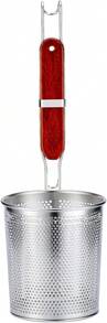 Stainless Steel Pasta Strainer With Wooden Handle, 12 Cm Fine Mesh Kitchen Sieve For Pasta, Dumplings & Vegetables - Silver - View 7