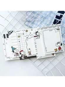 SNOOPY PEANUTS Cartoon A7 Sticky Note Set, 6 Random Cute Character Designs, Thick Paper No Bleed-Through, Self-Adhesive For Daily Memos, Planner Layout, Message Notes And More, Minimalist Korean Style, Suitable As Planner Supplies, Office Notes, Student Stationery, Personal Use - Multicolor - View 1