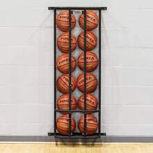 Wall Mounted Sports Ball Holder, 6-Ball Vertical Storage Rack For Garage Basketball And Soccer Ball Organizer - Black - View 1