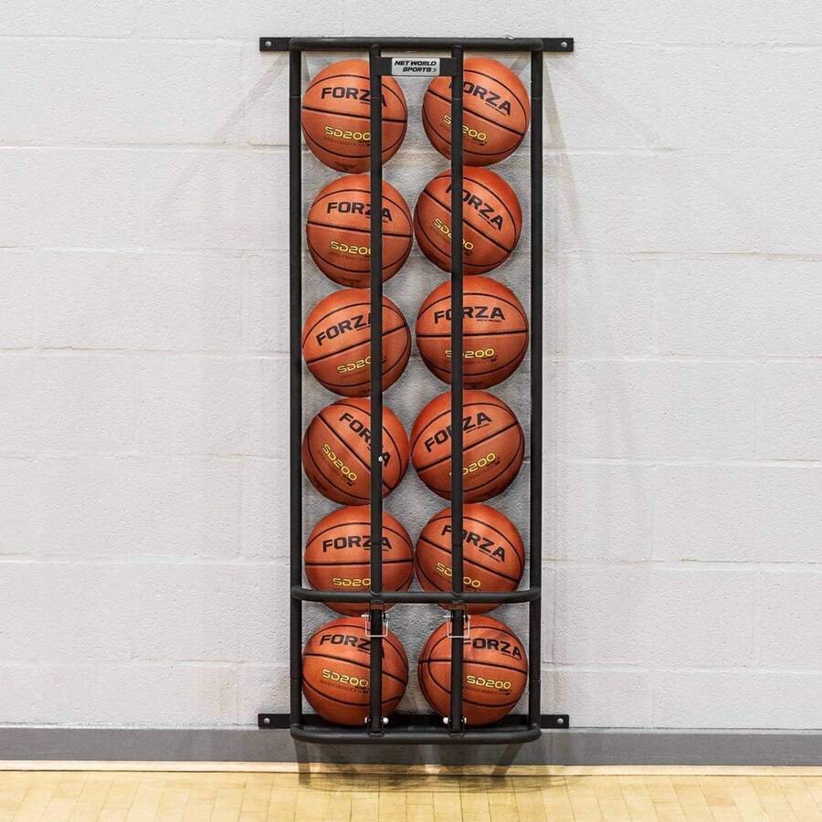 Wall Mounted Sports Ball Holder, 6-Ball Vertical Storage Rack For Garage Basketball And Soccer Ball Organizer - Black - View 1