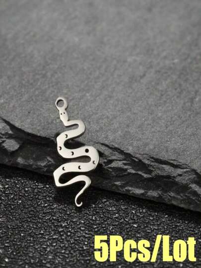5pcs Stainless Steel Snake DIY Earring Pendant Charm Wholesale Custom Charms Jewelry Necklace Making Charms