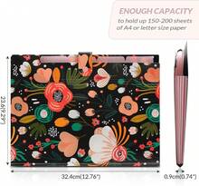 SKYDUE Expanding File Folder With 5 Pockets, Floral Accordion File Organizer For Important Document, Portable Receipt Paper Organizer, School Office Supplies Black - ColorB - View 5