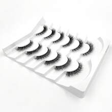 6對 3D仿貂毛條狀假睫毛 輕盈貓眼款 透明睫毛梗 豐盈自然接睫效果 可重複使用 日常假睫毛 - 白色 - 查看 3