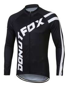 DONUTFOX New Unisex Long Sleeve Cycling Jersey Sports - Black - View 15