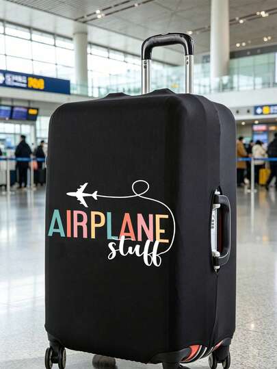 Housse de bagage "AIRPLANE STULL", protecteur de bagage universel durable de 18-32 pouces, housse de bagage anti-poussière et anti-rayures avec bord élastique, convient pour les vols, les vacances, les lunes de miel, les aéroports, les croisières, les voyages d'affaires, les voyages, choix parfait pour la fête des mères, la saison des diplômes, la rentrée scolaire, l'ouverture de l'école, la saison des mariages, la fête des enseignants, Pâques, Thanksgiving, Halloween, Noël et les vacances