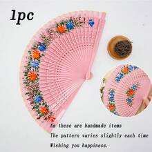 Random Pattern Fan, Spanish Classical Double Sided Painted Wooden , Fans Hand Fan, Vintage Handmade Bamboo Tassel Folding, Double Sided Painted Wooden Dance Hollowed Out Home Decoration Crafts, Elegant Gift For Women, Wedding, Cheongsam Performance - Multiple Styles - View 12