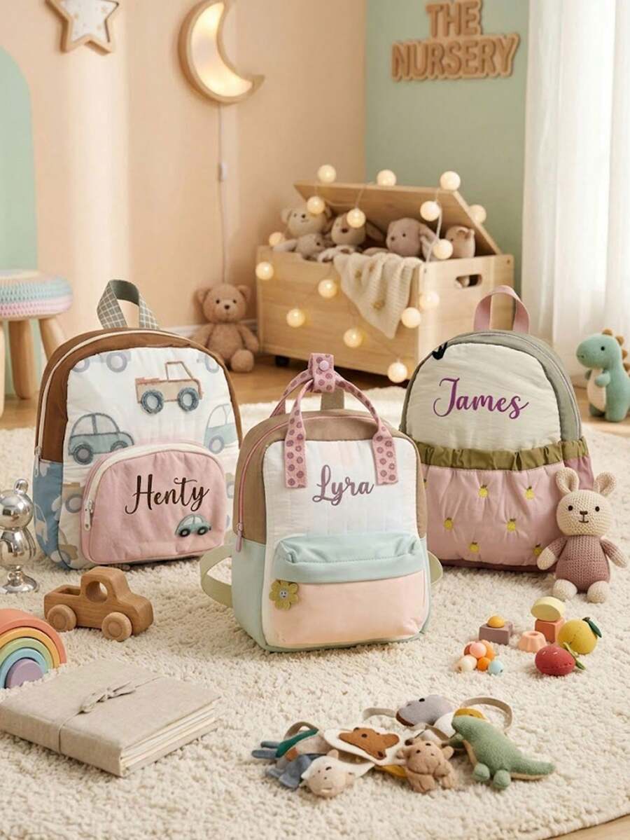 1 pieza Mochila linda personalizable con nombre bordado, multifuncional adecuada para la escuela, ligera de gran capacidad, viajes y ocio, regalo de vacaciones y cumpleaños para amigos, regreso a la escuela