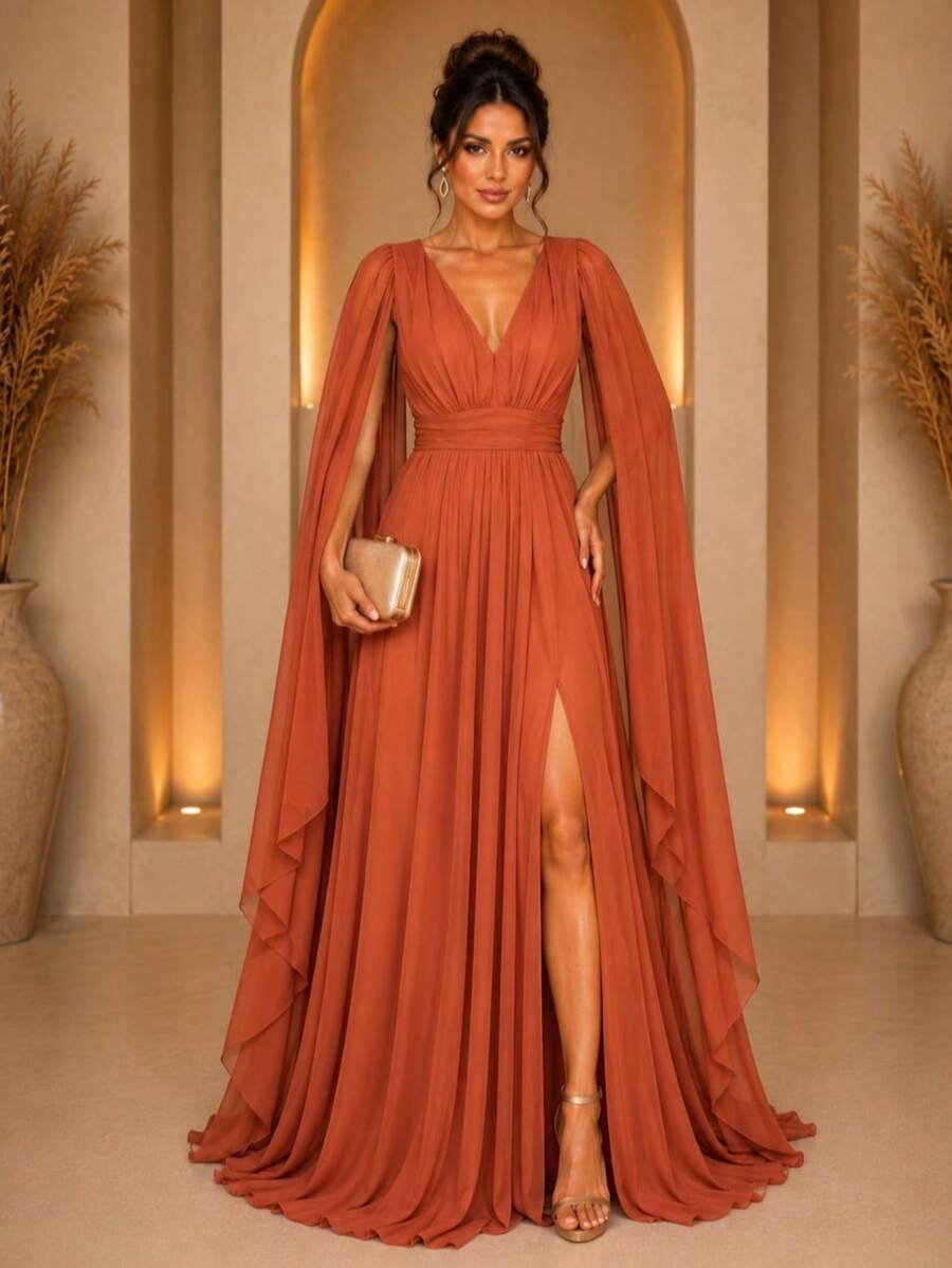 Women Dresses - Burnt Orange - View 1