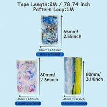 2m/捲 油畫 PET 貼紙裝飾海浪膠帶，適用於剪貼簿、雜誌、美學文具 - 磁帶 - 查看 2