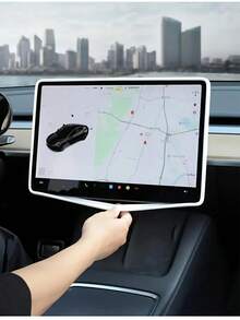 1 قطعة غطاء حماية مرآة الرؤية الخلفية من السيليكون بتصميم بسيط، ديكور السيارة، مناسب لمعظم موديلات السيارات، غطاء حماية وحدة التحكم المركزية لموديل Y/3، حماية الشاشة، إكسسوار سيارة أساسي - متعدد الألوان - مشاهدة 3