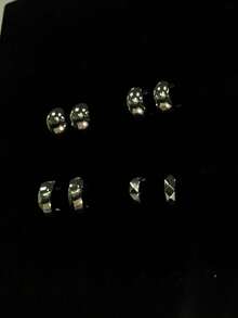 4PCS Fashionable Elegant Geometric Multi-Element Silver Metallic Earring Set, Women's Fashion Earring Set - 4-piece Earring Set - View 8