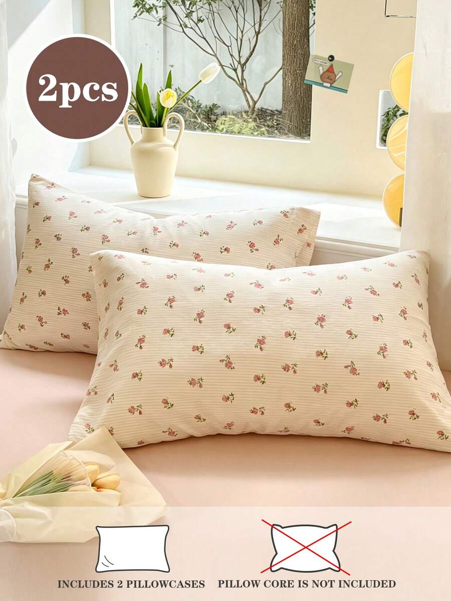 2-Piece Set, Fresh Floral Print, Super Soft, Cute Girl Pattern, Fresh And Compact, Suitable For Spring/Summer Students, Bedding, Pillow Inserts Not Included, Twin/Full/Queen/King - Multicolor - View 1