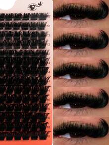 14 Rows 200D Fluffy Cluster False Eyelashes, Thickened Cluster Lash Extensions, Single Lash Extensions, Faux Mink Lash Clusters, D Curl, Dramatic Lash Extensions, Soft Lightweight Comfortable, Reusable Lash Clusters, Single Lashes - D - View 7