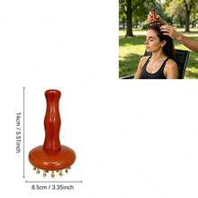 Handheld Wooden Head Massager | Brass Needle Scalp Massage Tool For Relaxation & Tension Relief - Brown - View 8