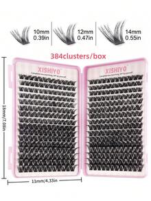 384pcs Single Lash Extensions, Lash Book, Cluster Lashes, DIY Lash Extension Kit (Includes Tweezers, Lash Glue, Lash Brush, Cluster Lashes, Single Lashes, False Lashes) - Multicolor - View 4