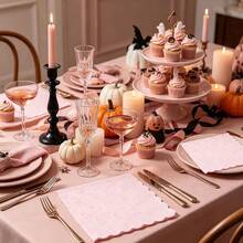 20/40/60pcs Halloween Ghost Embossed Cocktail Napkins, Pink Scalloped Edge Disposable Beverage Napkins, Birthday Party Baby Shower Table Decor - Ghost - View 4