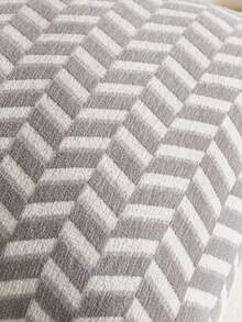 1pc Gray-White Raised Stripe Pillow Cover (Pillow Insert Not Included), Modern Soft Chenille Material, Vintage Textured Decorative Throw Pillow Case, Suitable For Home Sofa, Bedroom, Decor, All Seasons - Grey - View 3