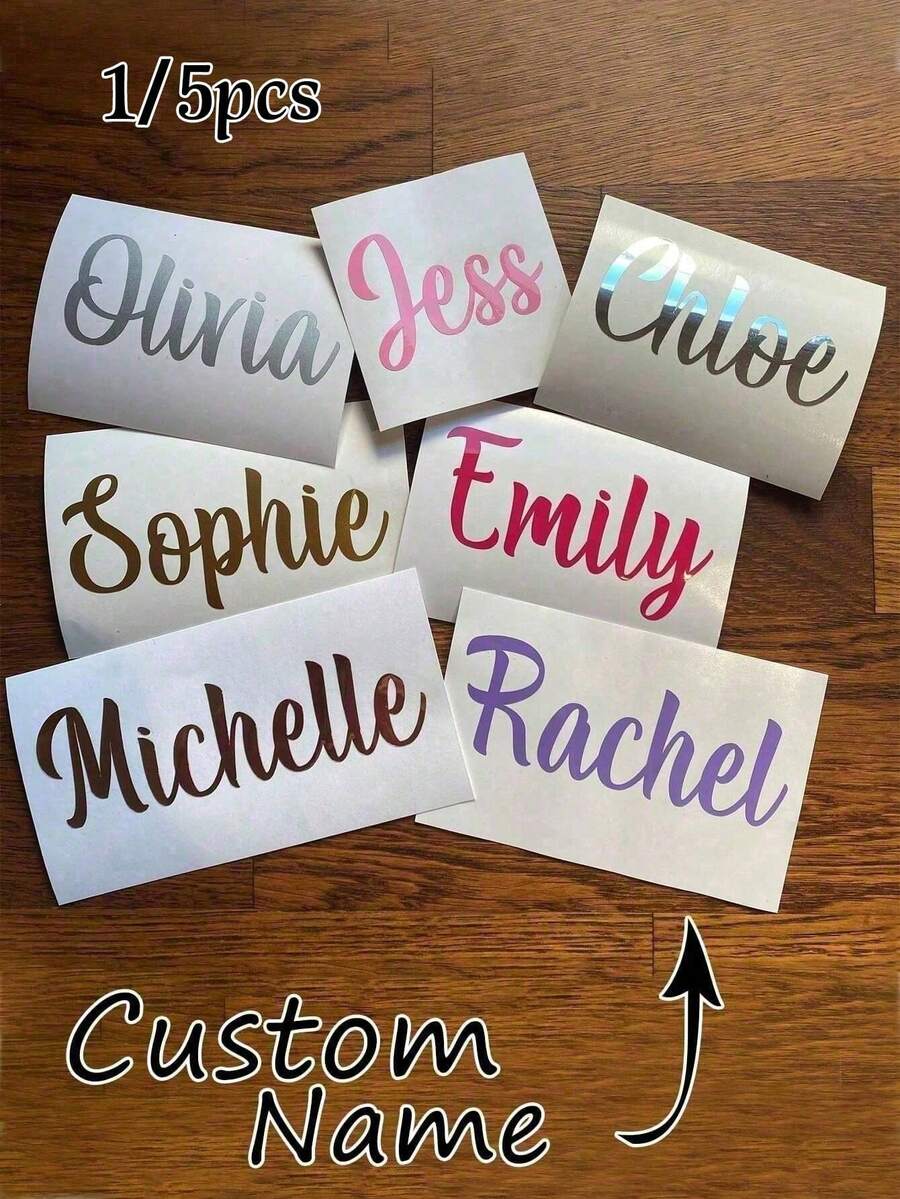 Pegatinas de transferencia de color personalizadas, impresión UV, pegatinas de transferencia personalizadas, pegatinas de etiquetas de nombre personalizadas, pegatinas de calcomanías personalizadas, pegatinas de nombre, pegatinas de fecha, regalos DIY, hecho a mano, escrito a mano, pegatinas de boda, pegatinas de regalo - Multicolor - Ver 1