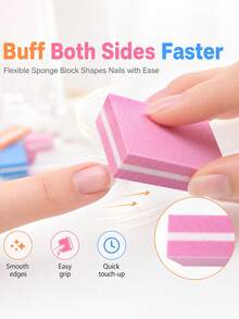 20pcs/Pack Mixed Color Mini Sponge Nail Files, Nail Polishing Tools, Manicure Supplies - Multicolor - View 3