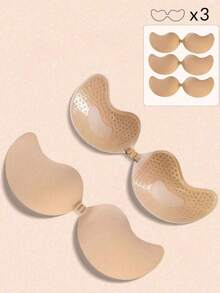 1/2Pcs Wire-Free Silicone Backless Self Adhesive Push Up Sticky Bra, Strong Support Reusable Invisible Bust Lifter For Wedding Gowns, Pool Parties, Summer Beach Dresses & Low Cut Outfits - Multicolor - View 22