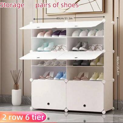 syvio Shoe Rack, Shoe Storage Cabinet, Free Standing Shoe Shelf Orgaanizer For Boots Slippers High Heels, For Closet Bedroom Entryway Hallway