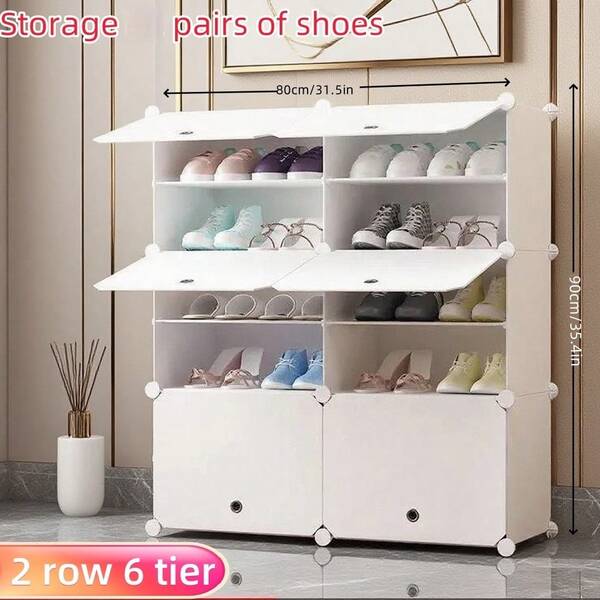 syvio Shoe Rack, Shoe Storage Cabinet, Free Standing Shoe Shelf Orgaanizer For Boots Slippers High Heels, For Closet Bedroom Entryway Hallway