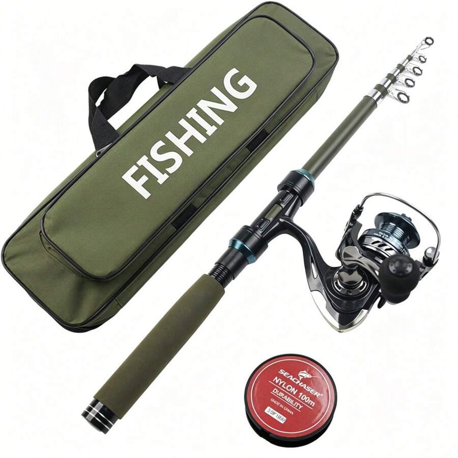 SEACHASER 1.8m/2.1m 伸縮釣竿 + 釣魚包 + 釣魚捲線器 + 釣魚線