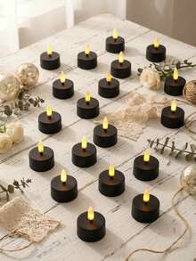 6/12/24pcs Flameless Candle Lights, With Timer Remote Control, Battery Operated, Odorless Flameless Mini Wishing Candles, Suitable For Halloween, Christmas, Valentine's Day, Gifts, Birthday, Proposal, Wedding, Party - Black - Warm Glow - View 4