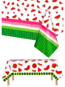 2Pcs/ 3Pcs Summer Watermelon Rectangle Party Tablecloth, 130*220cm Melon Decorative Plastic Table Cloth Dining Table Cover, Party Table Cloth Watermelon Theme Tablecloth Watermelon Birthday Party Supplies Plastic Fruit Party Decor 86 X 51 Inch - Watermelon - View 11