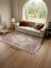 1pc Persian Floral Rosewood Color Living Room Rug. Suitable For Kitchen, Dining Room, Bedroom, Room Holiday Decoration, Indoor/Outdoor, Office, Lobby, Anti-Slip Door Mat, Bathroom Rug, Hallway, Study Gaming Area Rug. - Redwood - View 14