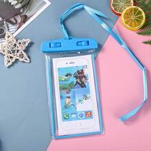 1pc Waterproof Phone Pouch With Touch Screen, High Definition, Floating Airbag, Diving Sealed, Night Glow Strip, Waterproof Cover - Blue - View 2