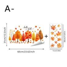 1/2 قطعة ملصقات نافذة Hello Fall بتصميم أشجار الغابة الخريفية مع أوراق القيقب المتساقطة، ملصقات DIY قابلة لإعادة الاستخدام بدون غراء للزجاج للمنزل والمطبخ وواجهة المتجر، مجموعة ديكور وحصاد الخريف - متعدد الألوان - مشاهدة 15