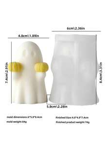 Pumpkin Ghost Candle Silicone Mold, Suitable For Candle Making, Especially For Scented Candles, Halloween Decor, Plaster Craft Molds, Pumpkin-Shaped Ghost Candles, Bow Ghost Candles And Holiday Decoration Molds - Ghost Mold - View 10