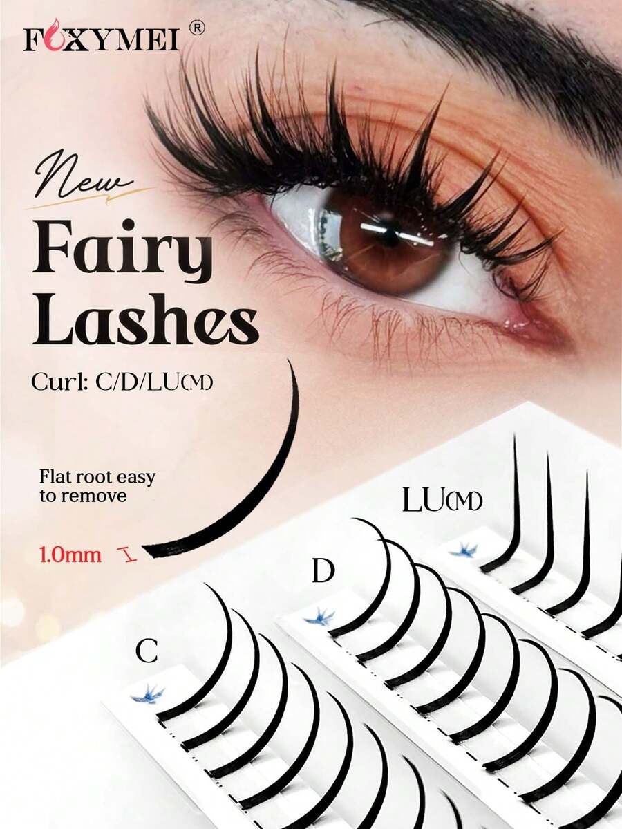 FOXYMEI 120束裝 新仙女卡通睫毛 C/D/LU(M) 捲度 8-15mm 單根睫毛接片 0.07mm 快速豐盈卡通睫毛接片 完美眼妝 超柔軟 初學者友善