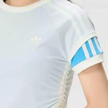 Adidas Clover Double Layer Women's Slim Fit Short Sleeve Crew Neck T-Shirt - White/Blue - View 5