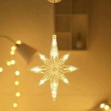 GYJAETM North Star Suction Cup String Lights, Christmas Decoration, Indoor Use, Battery Powered, Christmas Fairy Lights, Curtain String Lights, Suitable For Spring/Summer, Bedroom Decor, Christmas, Wedding, Football Theme, New Year (Battery Not Included) - Multicolor - View 6