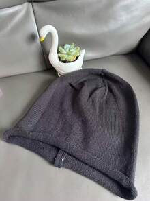 中性款大號寬鬆針織毛帽，極簡純色羅紋針織帽，超柔軟，寬鬆版型，百搭休閒街頭風，適合戶外活動與日常通勤 - 彩色 - 查看 3