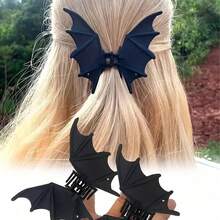 1pc Gothic Punk Matte Black Bat Wing Hair Clip - Elegant Metal Ponytail Claw Clip, Suitable For Women, Can Be Used For Halloween And Christmas Parties, Halloween Hair Accessories | Gothic Style | Durable Plastic, Halloween Headwear, School Supplies, University Autumn Accessories, Starry Sky Accessories, Autumn/Winter Holiday Outfits Summer Hair Clips, Halloween Decor, Fall Decor, Dorm Essential, Fall Home Decor - A - View 2