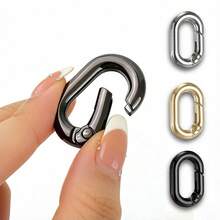 10pcs Small Spring Hooks Metal Oval Clip For Purse Keychain Replacement, Purse, Wallet, Car Key Rings - Multicolor - View 1