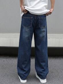Tween Boy Casual Washed Distressed Wide Leg Denim Jeans - Dark Wash - View 3
