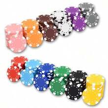 200pcs ABS Monte Carlo Poker Chips, Casino Grade Striped Pattern, Suitable For Texas Hold'em, Blackjack, Card Night Poker Games, Perfect For Casino Card Games, Poker Games And Family Game Night - Multicolor - View 5