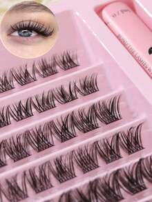 Natürliches weiches 120er Wimpernverlängerungs-Set mit Wimpernkleber und Versiegelungskleber, DIY Wimpernverlängerungs-Kit zum Befestigen von Wimpern, geeignet für tägliches Make-up oder Party-Looks - Schwarz - Übersicht 6