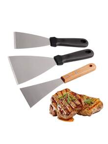 1pc Multi-Specification Thickened Stainless Steel Cooking Spatula, Plastic Handle/Wooden Handle Triangular Slanted Spatula, Outdoor Camping Hanging Hole BBQ Cooking Tool, Home Kitchen Baking Food Serving Spatula, Lightweight Easy To Clean Meat Spatula, Home Kitchen Baking Cake Spatula, Meat/Steak/Pancake Flipping Spatula - Shovel - View 1