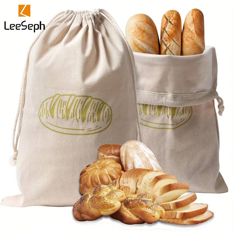 1pc Linen Bread Bag, Suitable For Homemade Bread And Sourdough Bread, Reusable, Ideal For Home Bakers, Picnics, Work Or Gifts - Multicolor - View 1
