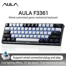 AULA F3361 機械鍵盤 可自定義熱插拔 61鍵 黑光電競鍵盤 FN多媒體 機械軸 靈敏 有線鍵盤 適用於滑鼠 辦公室 家用 筆記電 PC 電競遊戲 - 查看 12