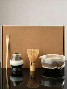1pc/2pcs/4pcs Ceramic Matcha Bowl With Spout, Matcha Whisk Tool, Japanese Tea Bowl, Matcha Cup, Stirrer, Tea Whisk Utensil Set - Multicolor - View 2