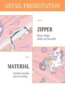 2pcs/Set Sprei Anak-Anak Motif Kartun Unicorn Bersayap Lucu, 100% Poliester, Dicetak 3D, Motif Kartun Anime, Unisex untuk Anak Laki-laki dan Perempuan, Cocok Sebagai Hadiah, untuk Kamar Tidur Anak dan Asrama Siswa - MultiWarna - View 8